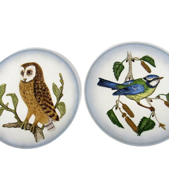 GOEBEL Wildlife PORCELAIN Plates Barn Owl And Titmouse 1970s Germany Vintage - Picture 10 of 11